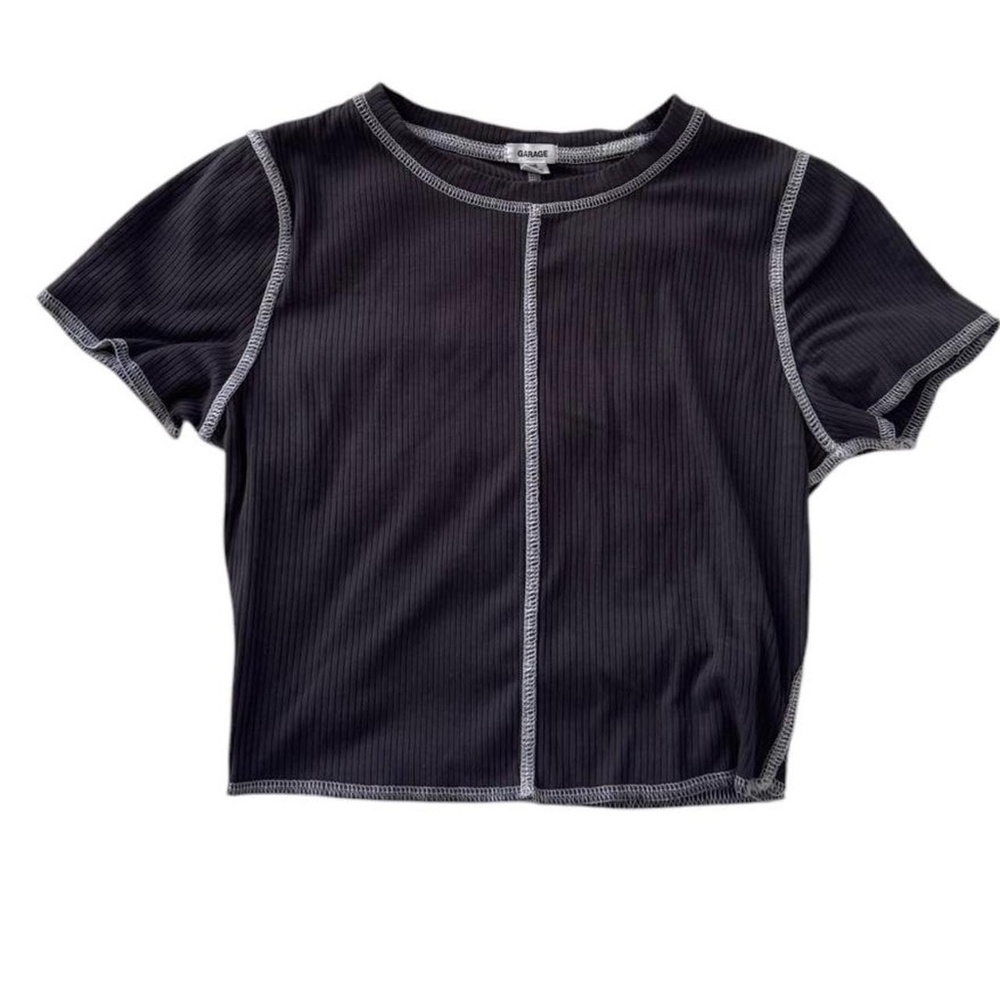 ✰gray contrast stitch short sleeve from garage✰